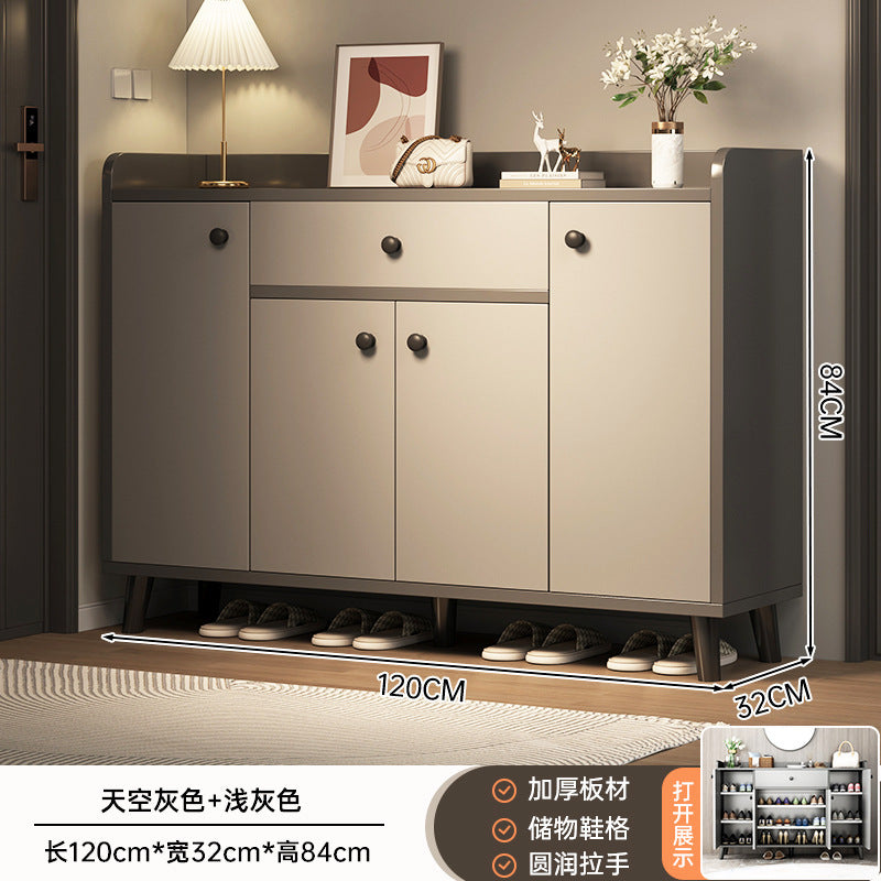 Shoe cabinet household door storage cabinet integrated against the wall simple door porch cabinet locker solid wood legs home shoe rack