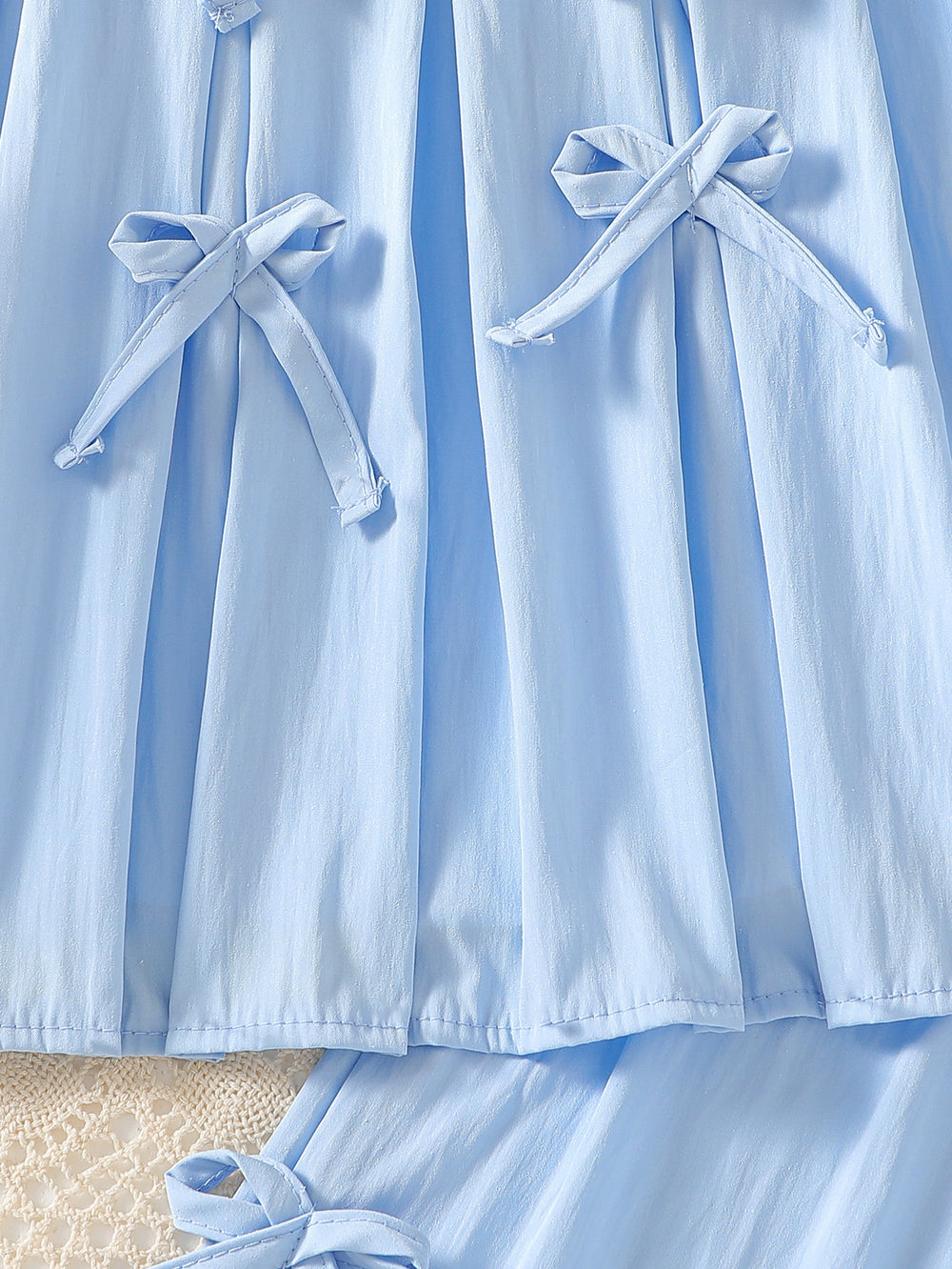 Summer fresh blue bow lightweight skirt suit