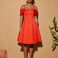 fashionelegance intellectual small dress a-line skirt dropped shoulder one shoulder sexydress special price