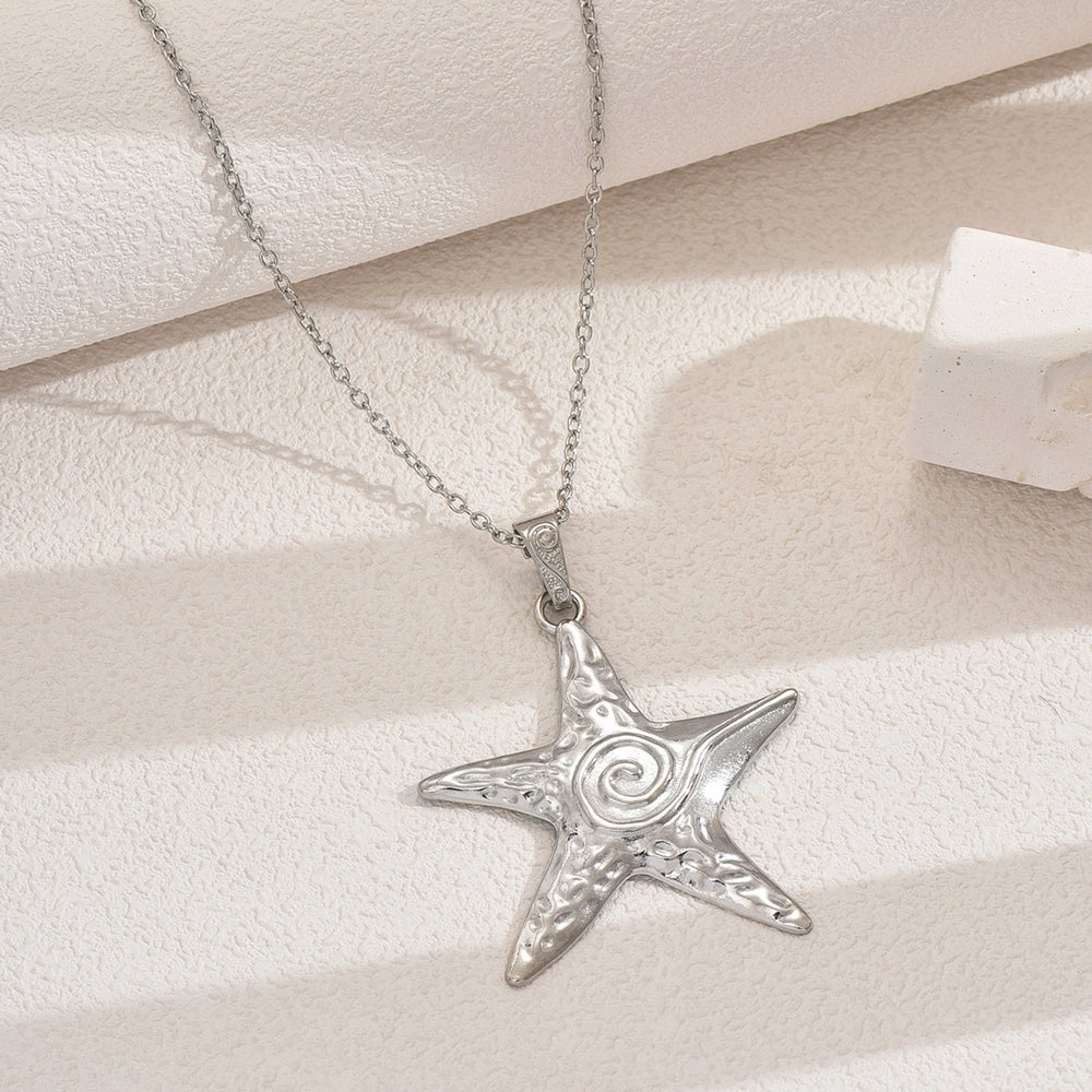 Wholesale starfish necklace - cross-border vintage ocean-inspired jewelry - women's unique, high-end double-layer pendant - starfish clavicle chain