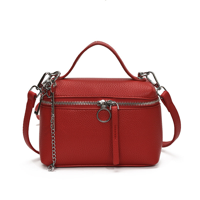 Lychee pattern hand carry box bag women 2025 new fashion temperament messenger bag simple casual work commuter bag