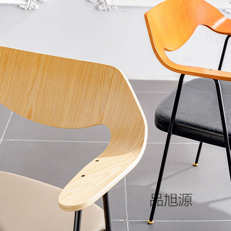 American loft wrought iron dining chair high-end music restaurant retro leather casual back chair cafe creative chair