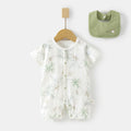 Babibele baby short-sleeve romper - lightweight summer bodysuit for infants & toddlers - perfect for air conditioning - includes bib!