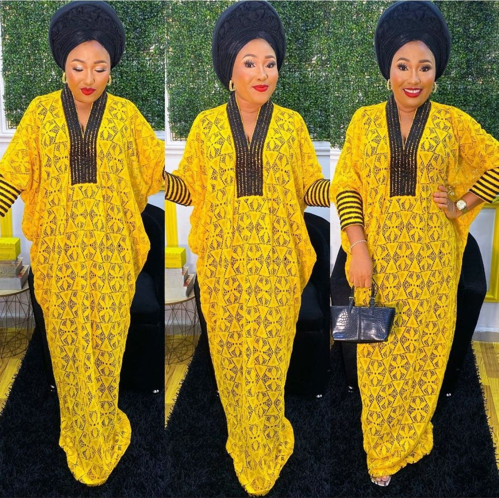foreign trade african women's clothing plus sizeembroidered long skirt robe   lacedressin stock