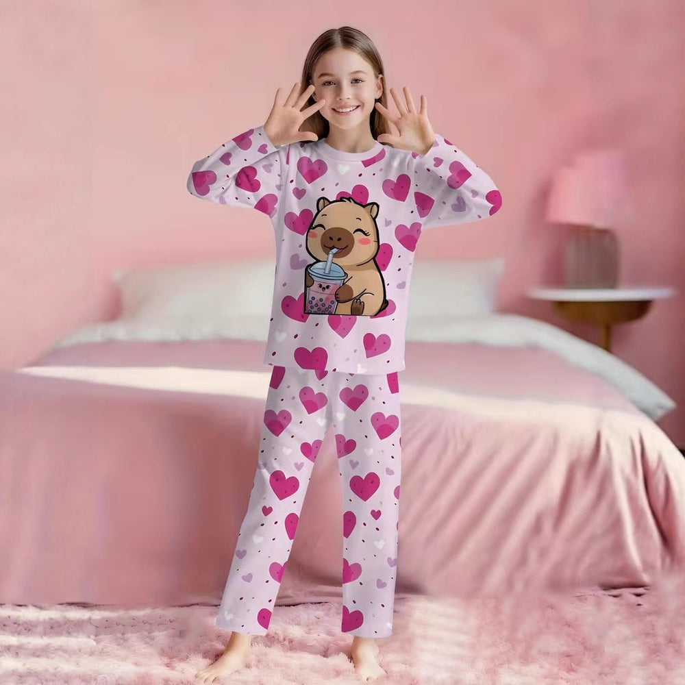 wholesale: girls' long-sleeved pajamas (set) - lightweight spring/autumn styles for toddlers and big kids