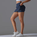 New arrival cool sun protection tennis skirt high waist tight slimming lookfake two-piece skirt women's back waist flap pocket pants sports yoga skirt