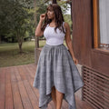 European and american cross-border women's clothing  summer new arrival: african-style plus size high-waisted asymmetrical tie-up midi skirt