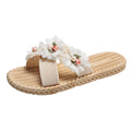 Fabric flower three-flower flip-flops women's summer outwearfashionabrasion resistantnon-slip cross-strap flats beach shoes women's sandals