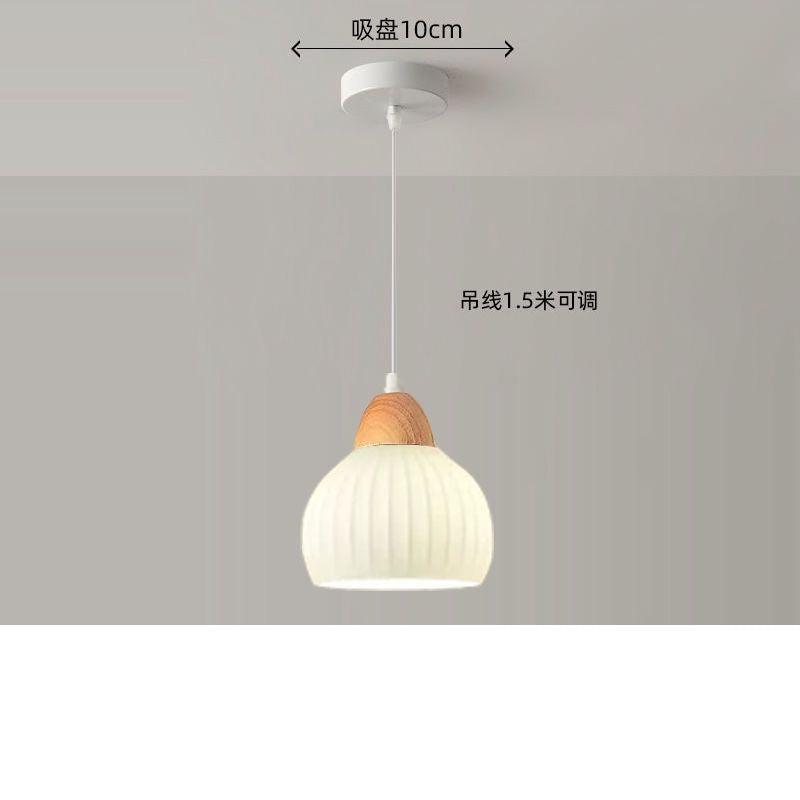 Modern minimalist dining room pendant light - creamy new style  - trending online - perfect for dining tables, bedrooms, studies, and bar counters - glass pendant lamp