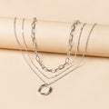 Customized alloy necklace, european and american style chunky chain, statement choker, electroplated circle pendant, hip-hop personalized women's necklace