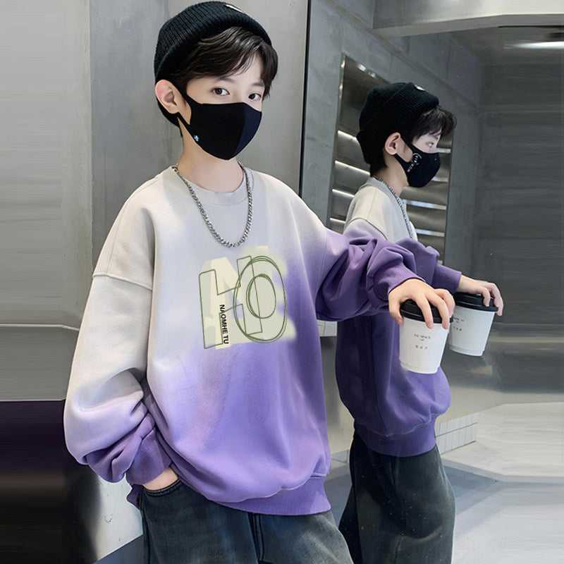 new boys' long-sleeve t-shirt - spring/autumn collection - versatile top for boys (sizes for mid-to-large children) - trendy spring tee