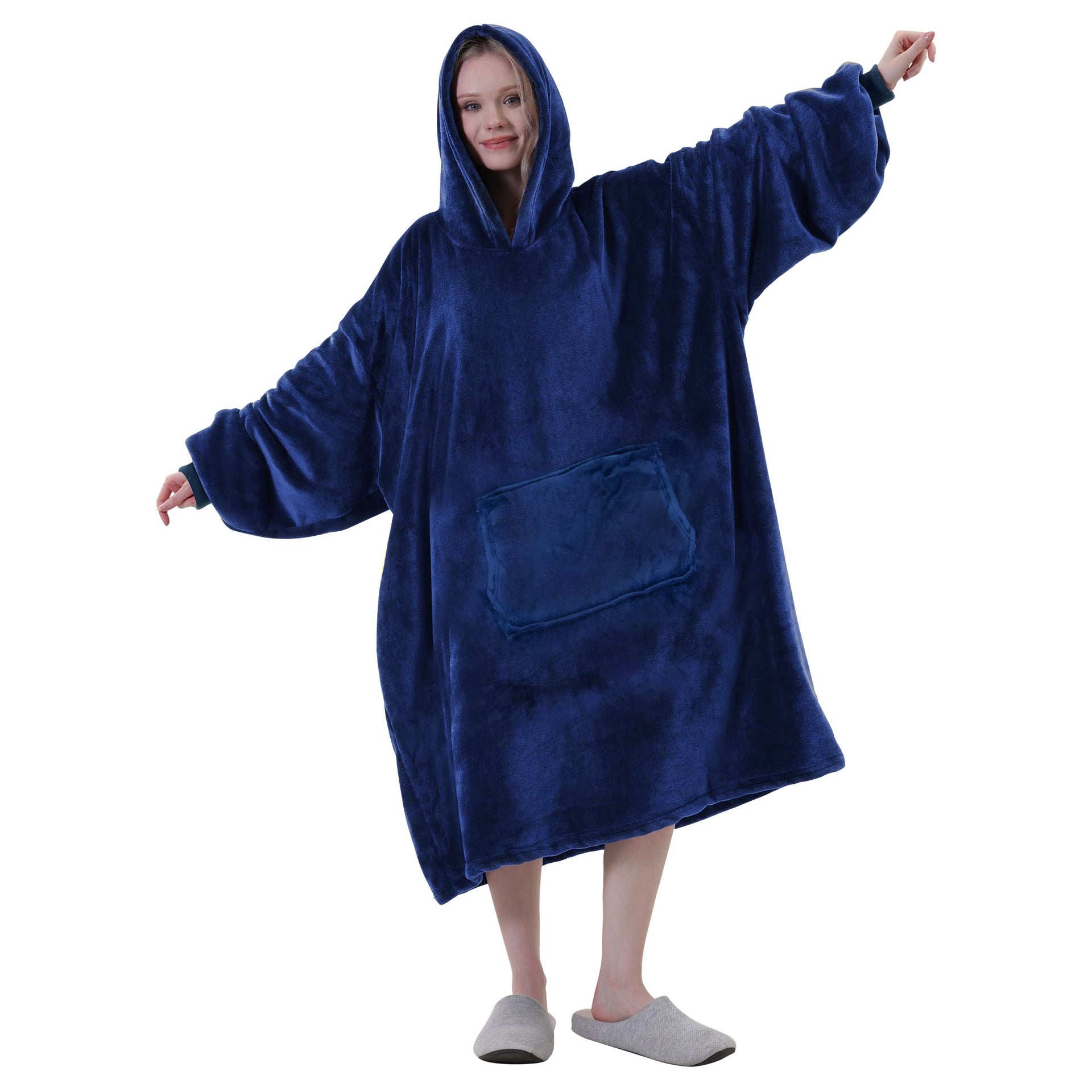 Factory supply flannel home lazy clothes pullover TV blanket outdoor cold sweater hooded home nightgown
