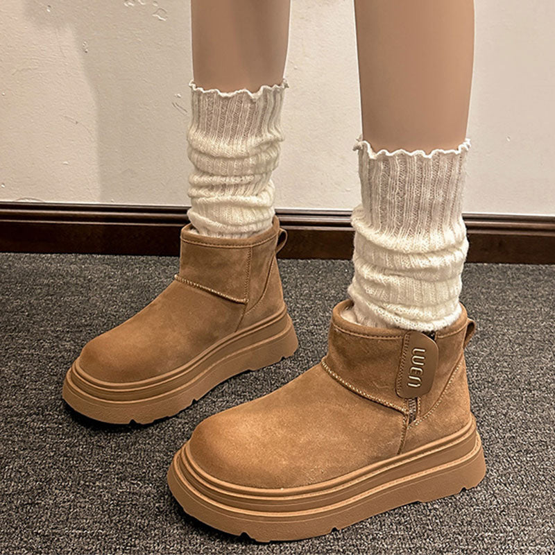 Snow boots cotton shoes 2026winternew arrivaleasiest for matchfleece-linedthickenednortheast thick sole anti-ski snow women's boots short boots