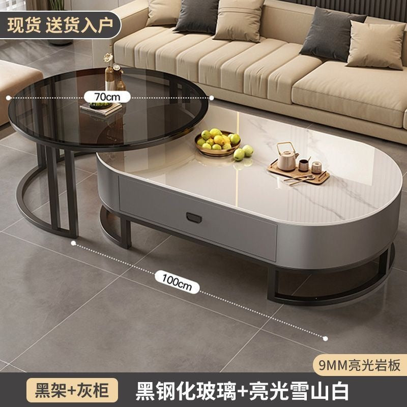 Rock slab coffee table living room for homeaccessible luxury modern tea table new arrival oval classy small apartment coffee table
