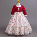 Ready-to-ship new chiffon dress long sleeve floral print princess dress girls' piano performance dress flower girl dress