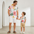 European and american cross-border children's clothing: dad & son vacation outfit, family matching beach style short-sleeve boy's floral shirt