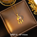 X-01-22 [titanium steel chain copper inlaid zirconium pendant]