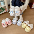 Platform chunky sole white fuzzy slippers - women's outerwear shoes, new autumn/winter 2024 collection, versatile home slippers