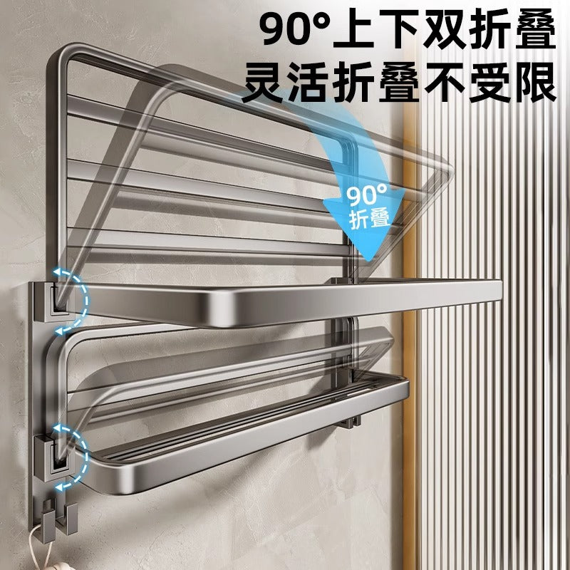 No punching gun gray towel storage rack bathroom space aluminum bath towel rack bathroom bathroom hardware pendant suit