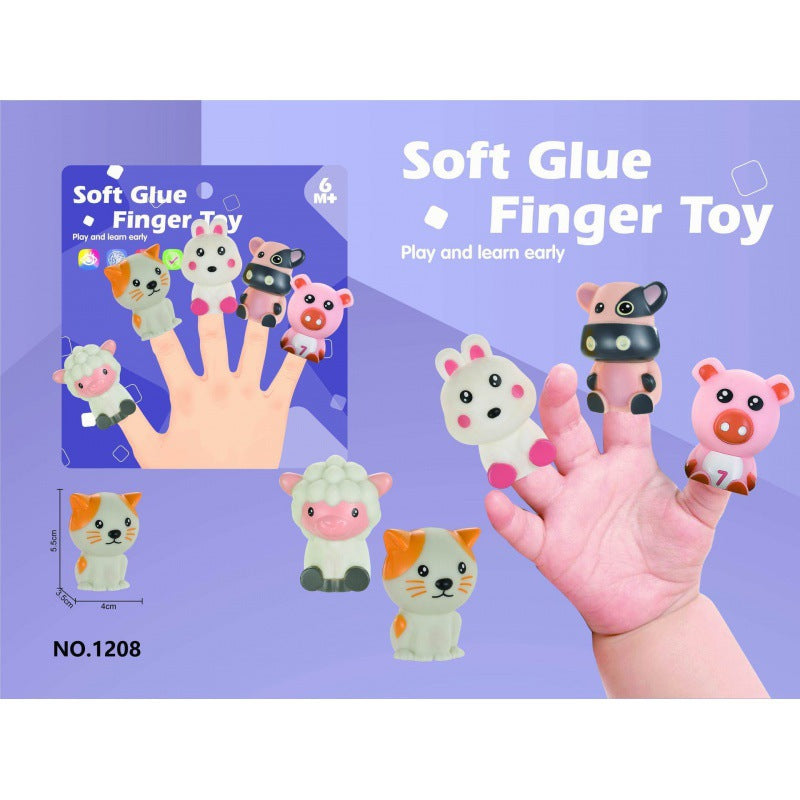 export children's cute fun soft glue finger animals dolls parent-child interactive cognitive toys