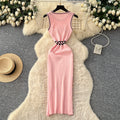 Light mature french style sleeveless knittingdress female pure lust style k-style high waist waist silm a-line skirt work clothing