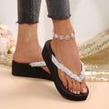 Thick sole flip-flops women's summer outwear 2025 new arrival fairy style rhinestone soft bottom non-slip beach sandals