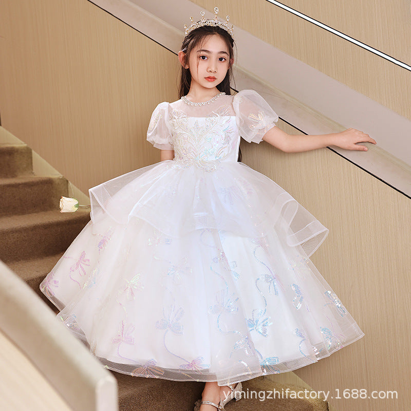 ready-to-ship girls' dresses,  new elegant wedding flower girl princess dresses, children's princess dresses for piano recitals