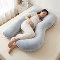 B-shape pregnancy pillow for side sleepers - adult sleep pillow supports back, legs, belly, and waist - multifunctional pregnancy pillow