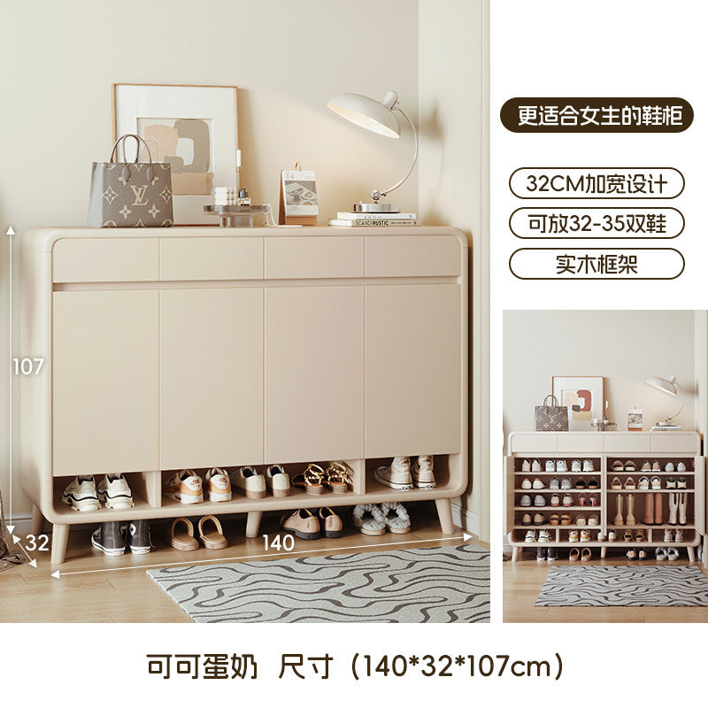 Shoe cabinet household door cream wind 2025 new home storage cabinet integrated against the wall large capacity multi-layer