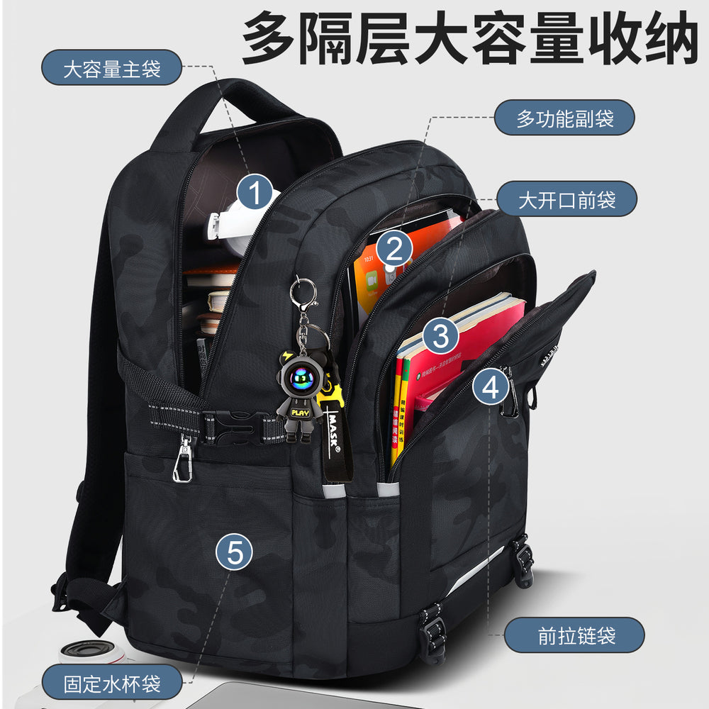 Middle school student schoolbag 2026new arrival boys junior high school student high school student super large capacity backpack male burden reduction spine protection men's style