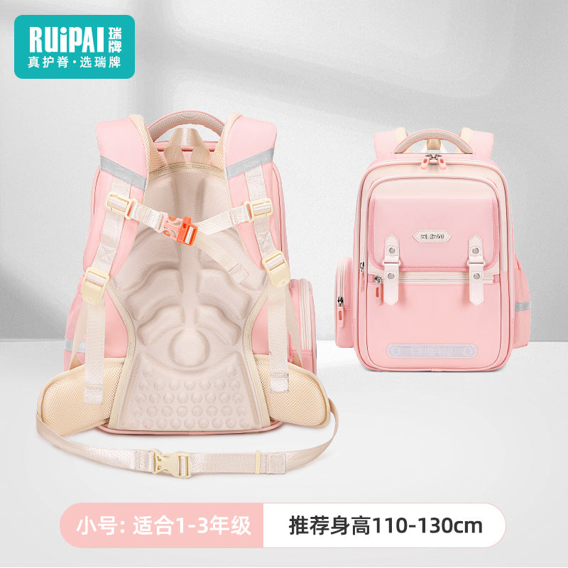 Rui brand primary school students spine care schoolbag for grades 5-6, large-capacity burden reduction for men and women, water-proof children's cloud schoolbag for men