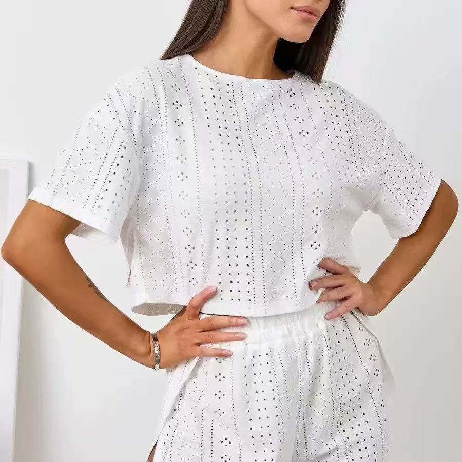 Summer new european and american style cross-border hot selling women's loungewear comfortable loose short sleeve shorts pajama set
