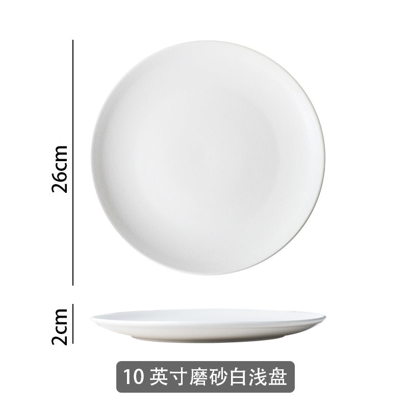 Western-style tableware suit bowls and plates for home black frosted steak plate retro scandinavian bowls and plates ceramic double-ear bowl