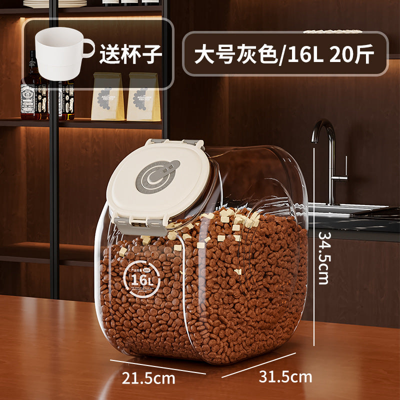Cat food bucket Dog food storage sealed bucket Moisture-proof grain storage bucket Grain sealing Pet cat food tank Household storage box