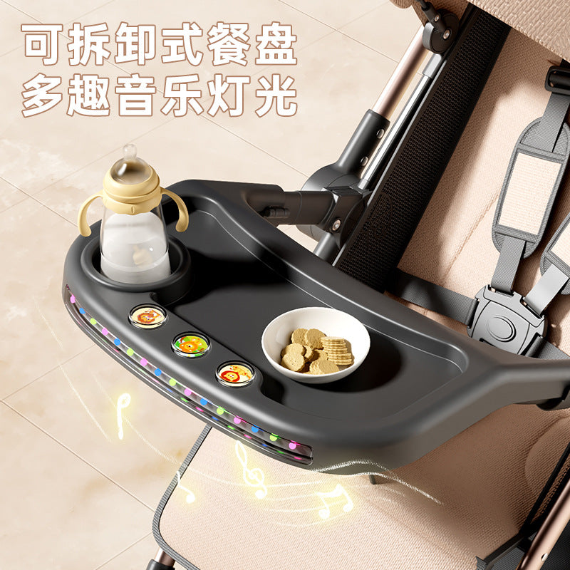 Phoenix baby walking artifact high landscape one-click folding baby walking baby one-way four-wheel shock absorber baby trolley can lie down