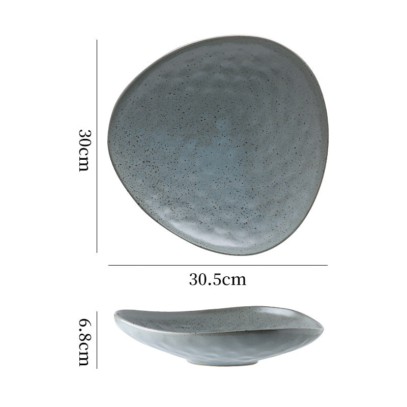 Personalized ceramic retro stoneware ceramic tableware triangular dessert plate restaurant hotel business ceramic salad plate