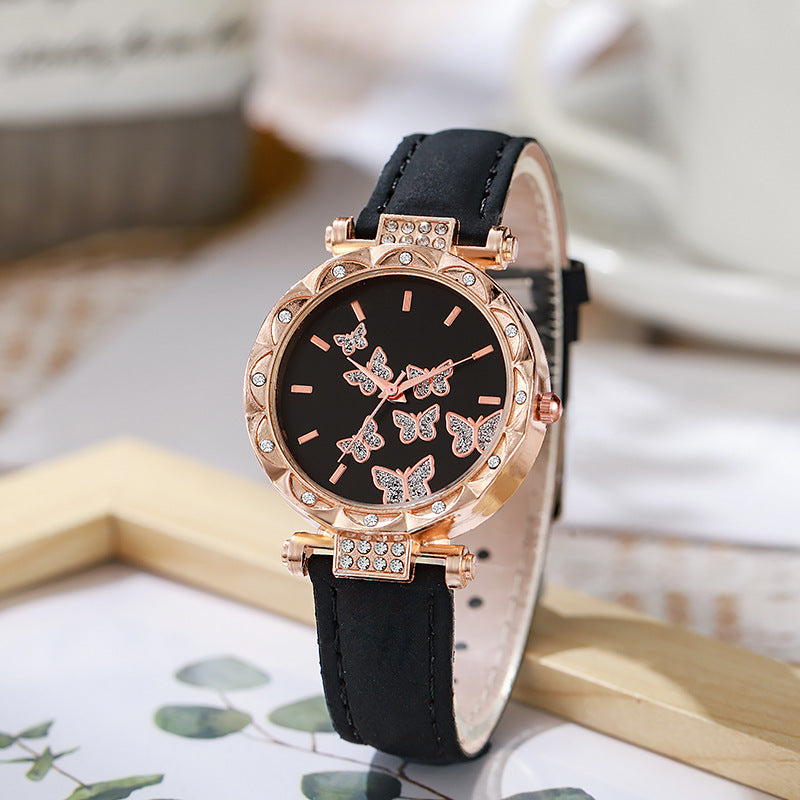 New tiktok women's watch - stylish, unique, and minimalist wristwatch with butterfly digital leather strap