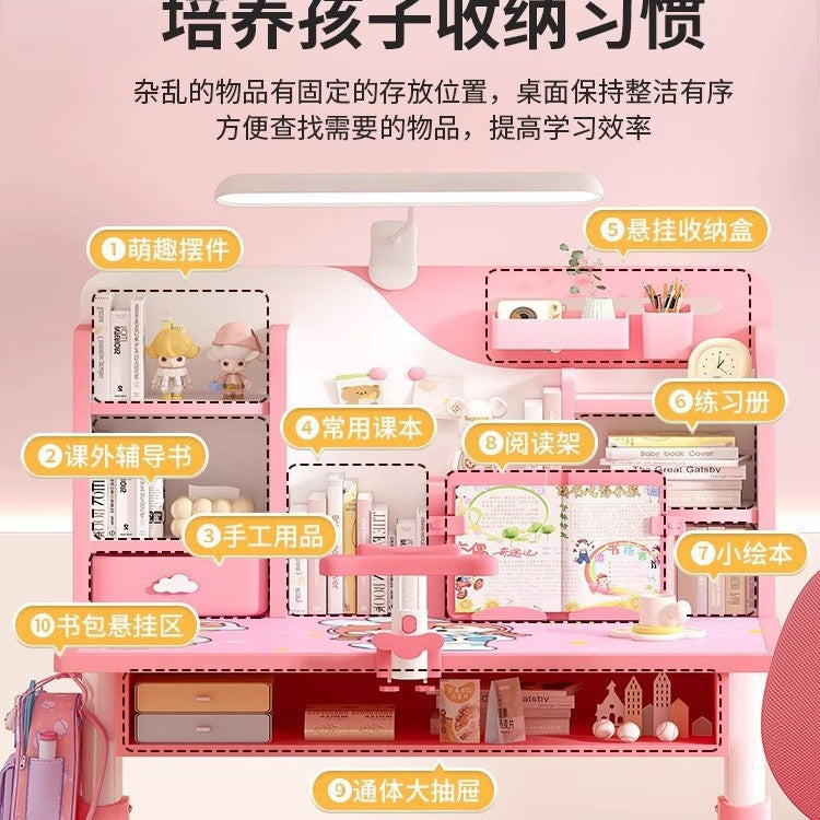 Children's study table Household primary school students Writing homework desk Simple children's desks and chairs Lifting table set