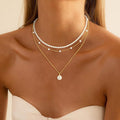 Amazon summer new arrival bestseller copper multi-layer pearl pendant necklace women's necklace daily versatile birthday gift