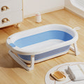 Newborn baby foldable bathtub with temperature-sensitive silicone plug, easy grip handles, and large capacity for baby bathing