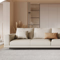 Custom modern living room sofa - connery cream style leather art - premium genuine leather - high-end villa design - large apartment