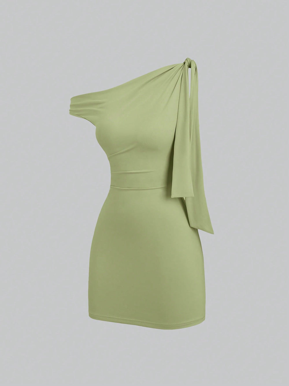European and american style hot girl cross-border new solid color one-shoulder sleeveless patchwork tie-up bodycon mini dress for women