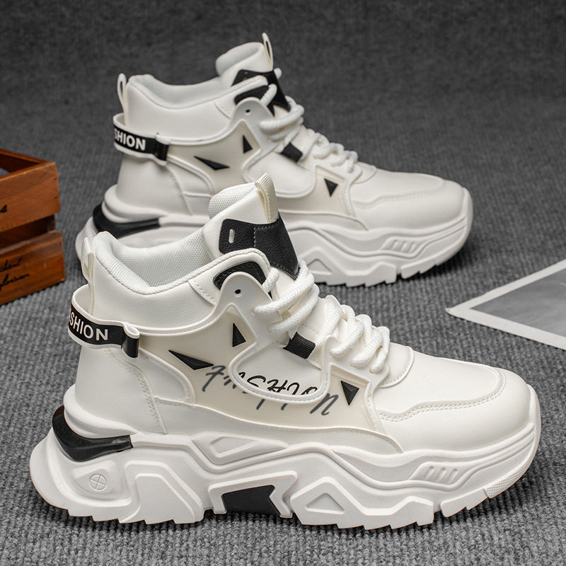 High-top men's shoes 2025new arrivalspring youthbootssportscasualwhite heightening dadeasiest for matchtrendy shoes