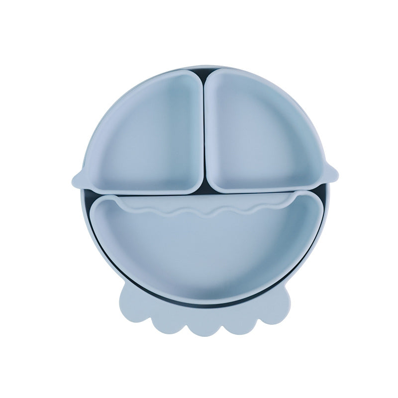 Food grade silicone children's plate baby complementary food bowl cartoon crab grid plate baby independent eating tableware