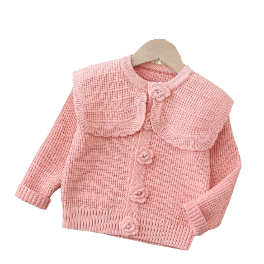 Girls' cardigan sweater, new autumn/winter  collection, children's knitted outerwear, baby girl's single-piece dropshipping handmade wool sweater
