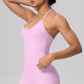 Strappy halter back yoga tank top with padded bra - activewear, casual, compression, quick-dry fitness top for women