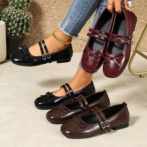 Exportplus sizeflatsbowsmary jane shoes spring and autumn new sweet fashion one-line buckle doudou flats women