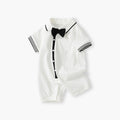 Newborn baby summer clothes: newborn boy romper, lightweight color block short sleeve casual preppy style onesie