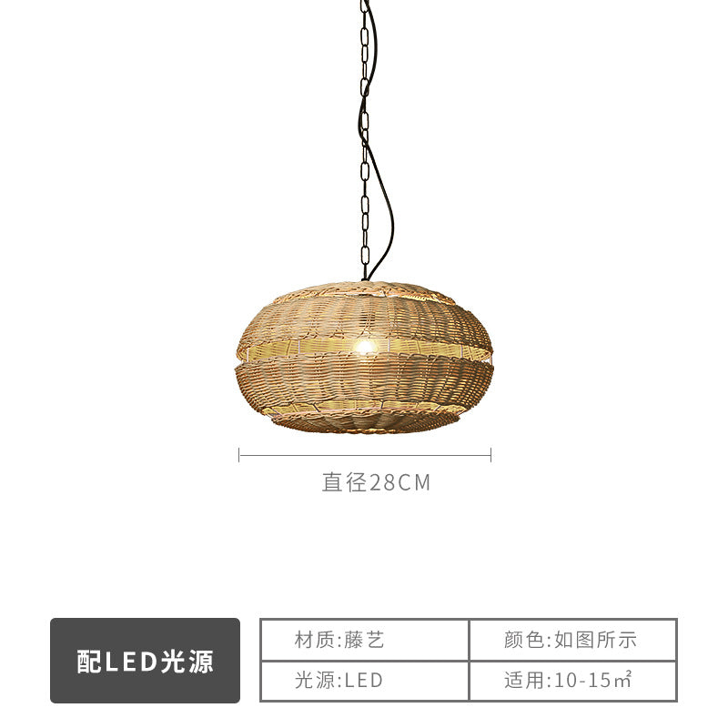 Wabi Silent Wind Catering Chandelier Chinese Living Room Dining Room Tea Room Zen Light Homestay Study Bedside Japanese Rattan Chandelier