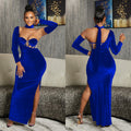 X6652 cross-border   fashion women's solid color bandeau gloves dress long gown dress